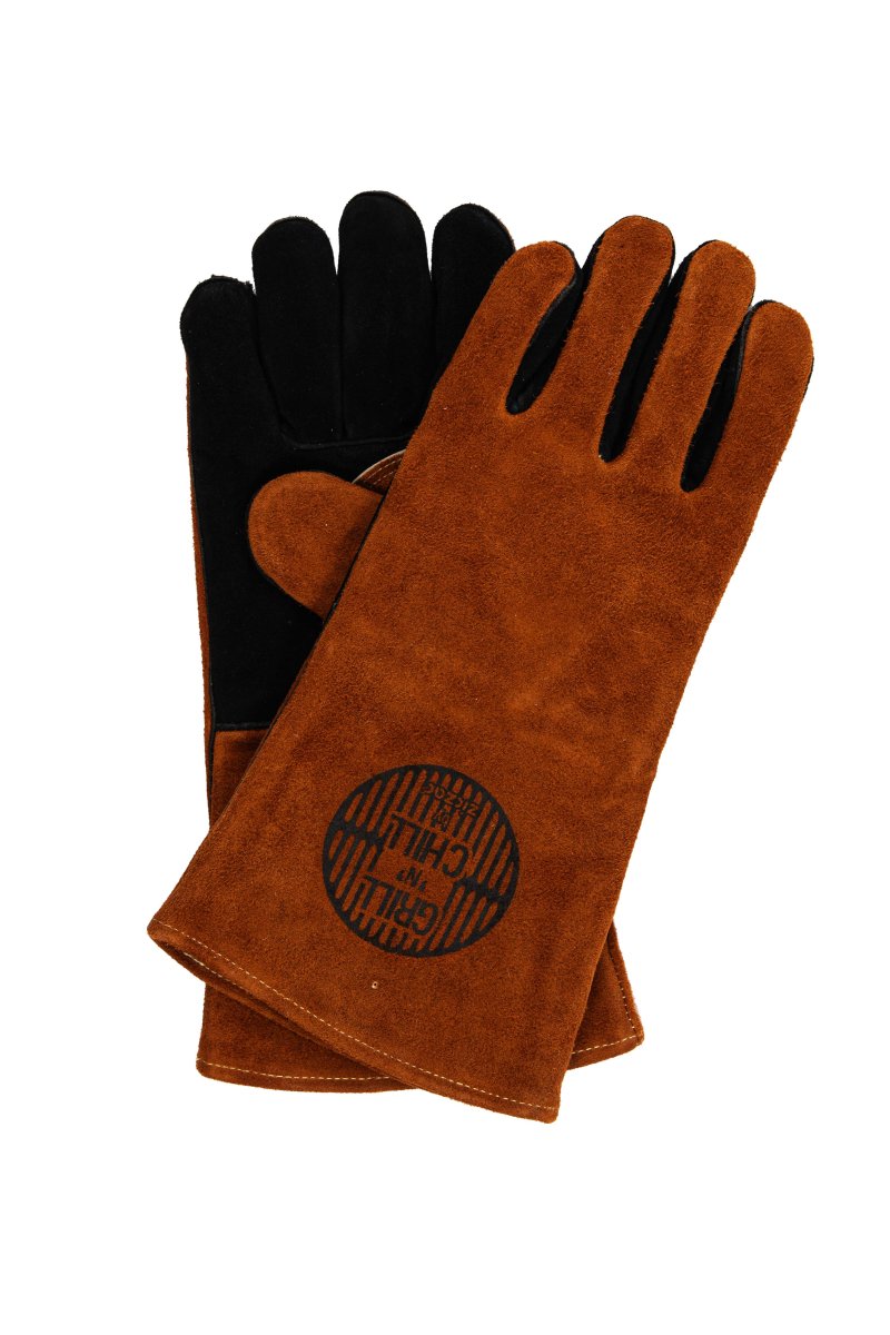 Grillhandschuhe aus Leder 2er Set 36x19cm Braun