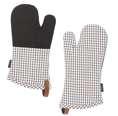 SHERLOCK Ofenhandschuh Tartan 2tlg. Schwarz,Weiss